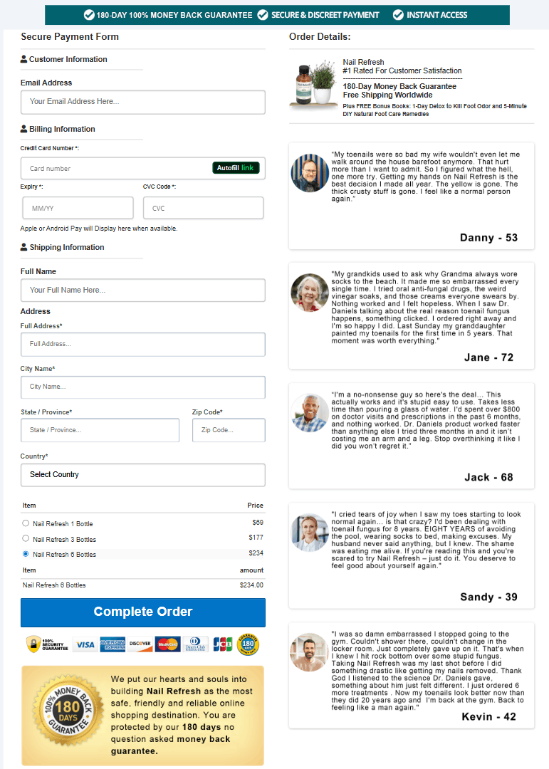 Nail Refresh order form